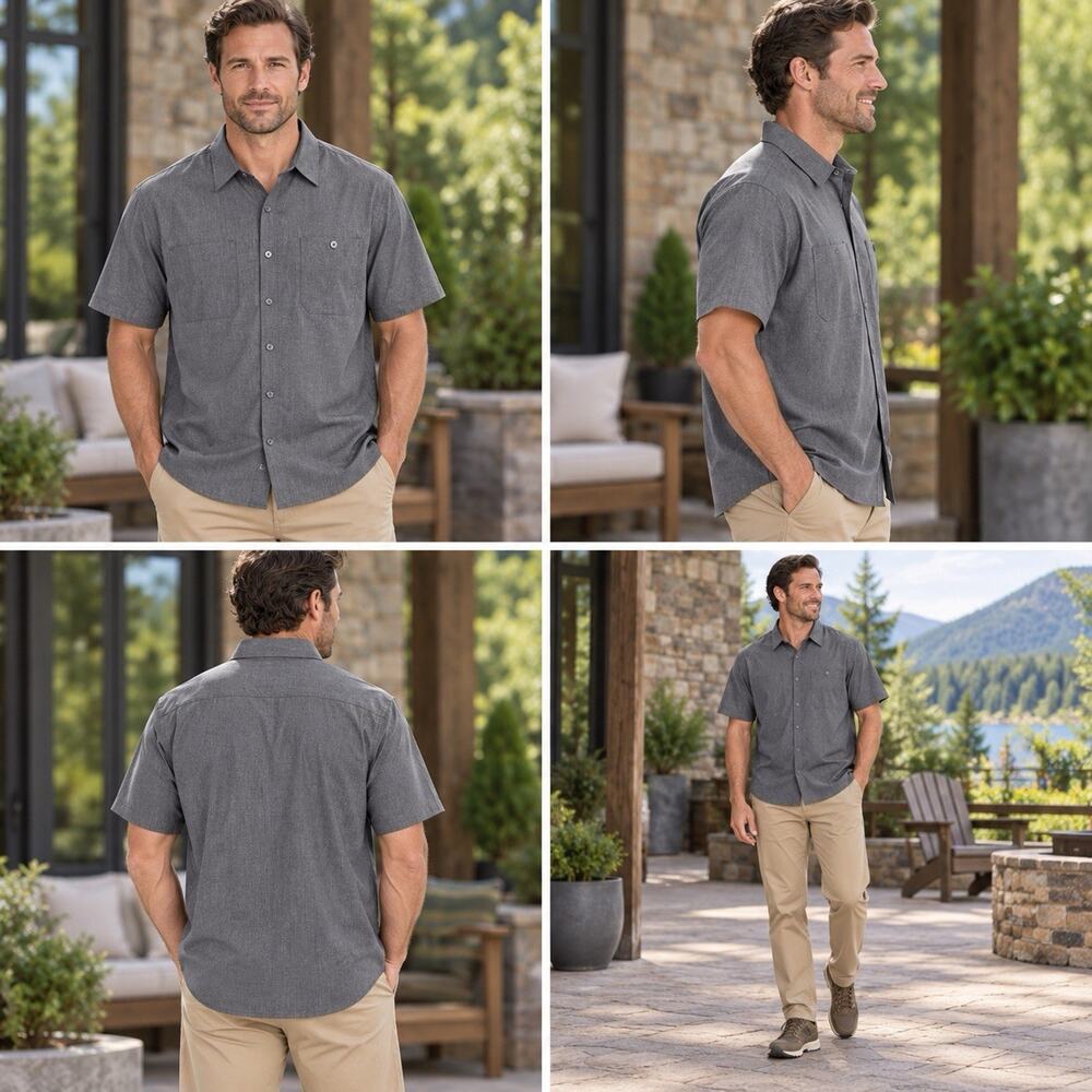 Orvis Men’s XXL Quick Dry UPF 30 Short Sleeve Outdoor Shirt Gray NWT